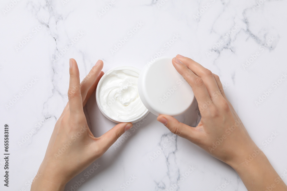 Concept of skin care, cream cosmetic, top view Concept of skin care, cream cosmetic, top view