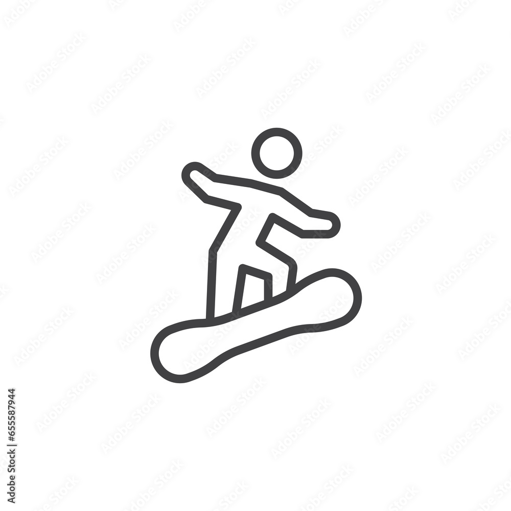 Snowboarding sport line icon