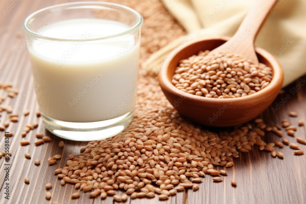 macro shot of flax seeds and soy products, suggested for hormone balance macro shot of flax seeds and soy products, suggested for hormone balance