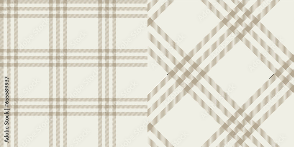 Vector checkered pattern or plaid pattern in dark brown, white and natural. Tartan, textured seamless twill for flannel shirts, duvet covers, other autumn winter textile mills.
Vector Format - obrazy, fototapety, plakaty 