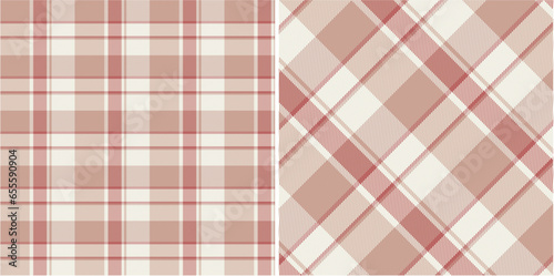 Vector checkered pattern or plaid pattern in pink and bw. Tartan, textured seamless twill for flannel shirts, duvet covers, other autumn winter textile mills. Vector Format