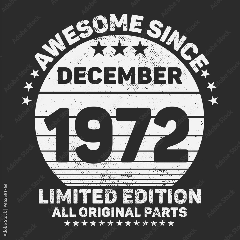 Awesome Since 1972. Vintage Retro Birthday Vector, Birthday gifts for women or men, Vintage birthday shirts for wives or husbands, anniversary T-shirts for sisters or brother