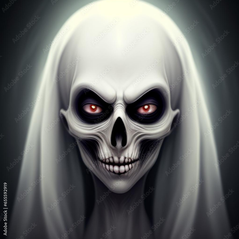 Atmospheric portrait of a sinister scary ghostly apparition. Generative AI Atmospheric portrait of a sinister scary ghostly apparition. Generative AI