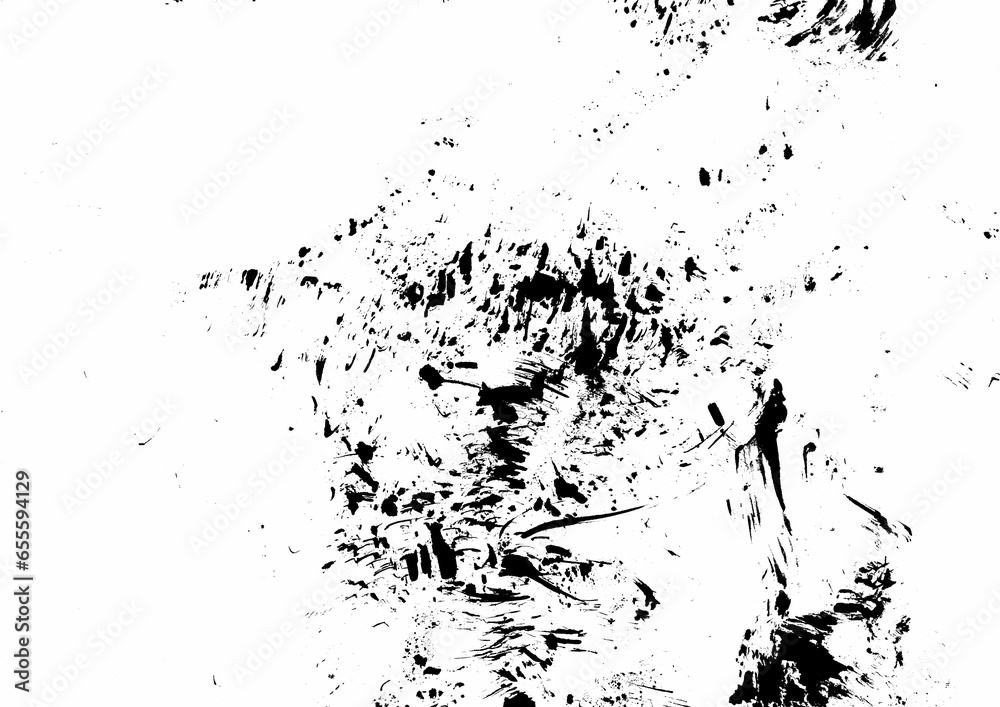 Obraz premium Abstract black and white background with splash dot pattern hand drawn illustration
