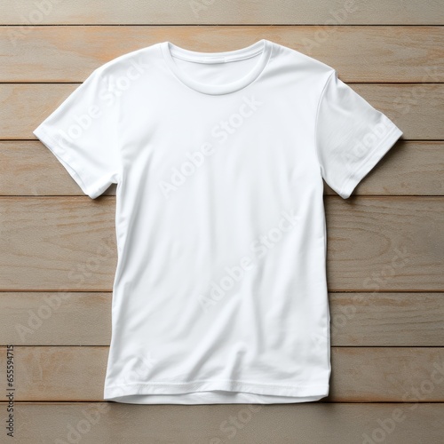 Blank t shirt mockup. Template blank shirt top view. background with composition frame. AI Generative. © peacehunter