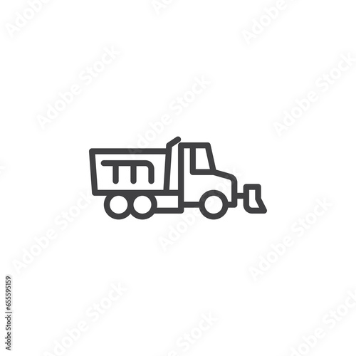 Snowplow truck line icon