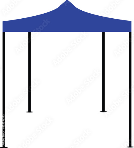 blue folding tent icon. pop up gazebo symbol. canopy tent sign. flat style.