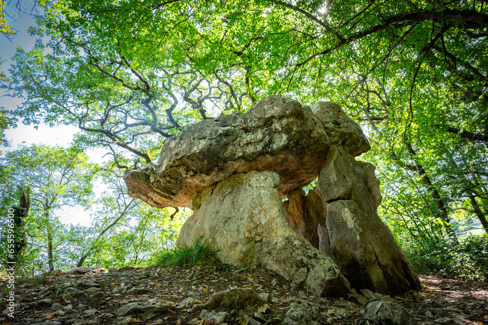 dolmen of Cap Del Pouech, commune of Mas-d'Azil, Ariège Pyrenees regional natural park, Arize massif, French Republic, Europe