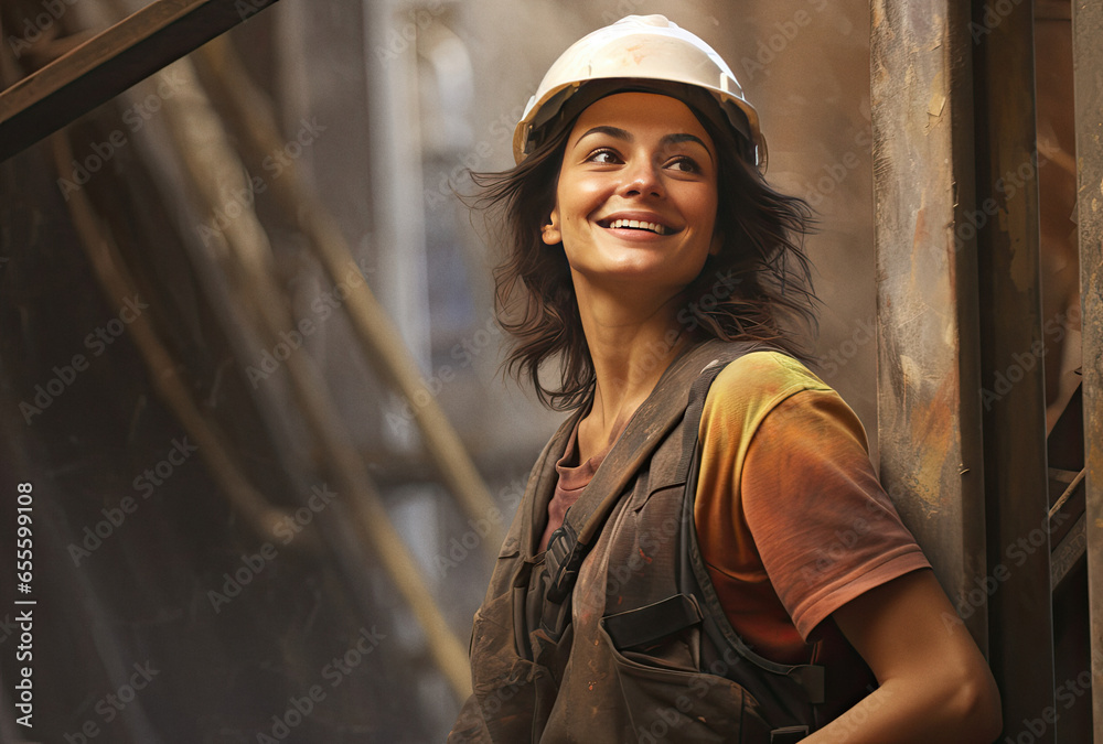 Smiling woman construction worker Smiling woman construction worker