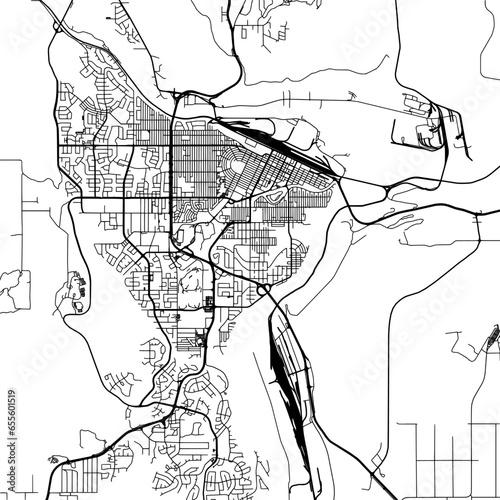 Square (1:1 aspect ratio) Vector city map of  Prince George British Columbia in Canada on a white background.