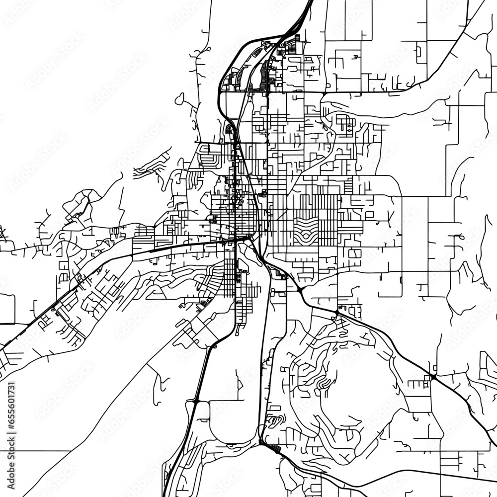 Obraz premium Square (1:1 aspect ratio) Vector city map of Vernon British Columbia in Canada on a white background.
