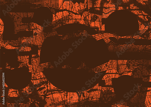Distressed dotted design element. Duo tone, grunge poster . Modern art .Abstract, grungy composition . Half tone background. Halftone dots texture effect .Contemporary vector. Grange design