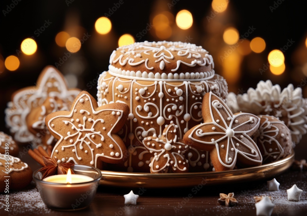 Cute Christmas homemade gingerbread cookies concept. AI Generative. Cute Christmas homemade gingerbread cookies concept. AI Generative.