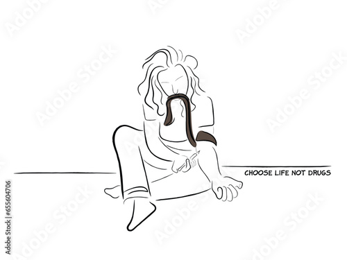 Choose life over drugs line art