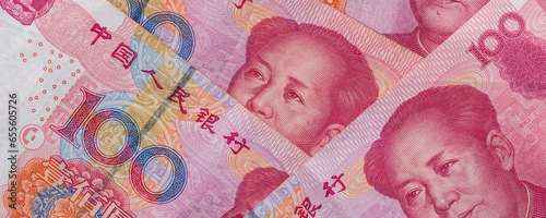 100 Chinese Yuan. close up photo