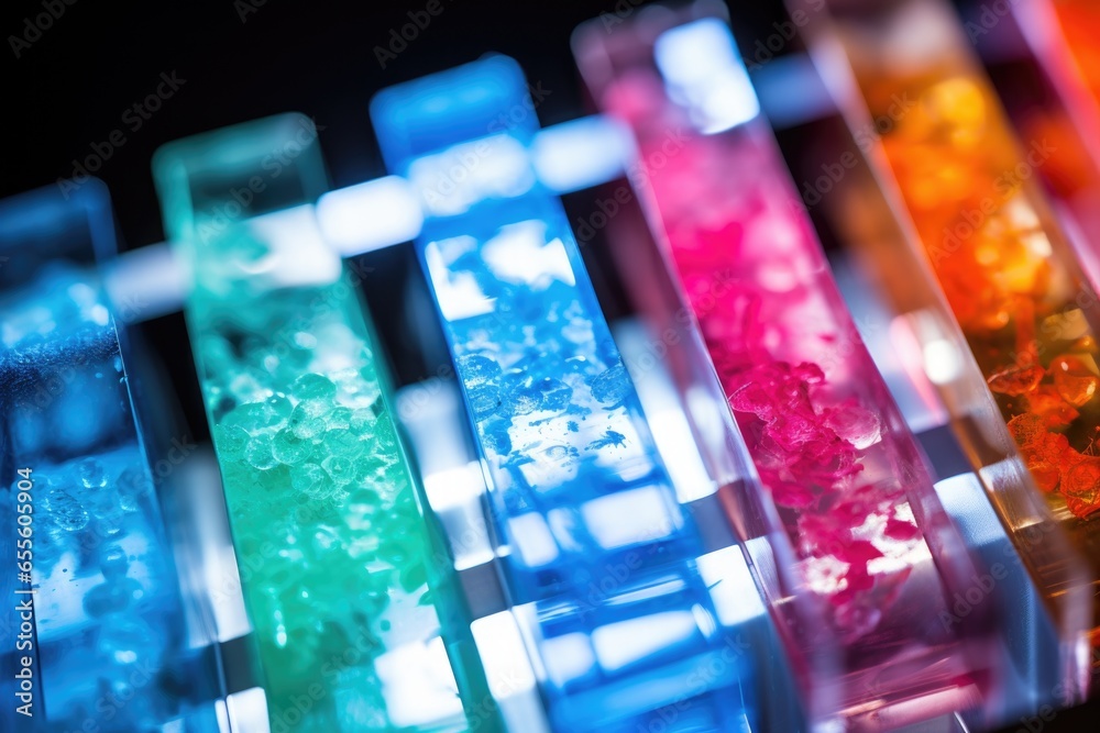 microscope slides of blood samples indicating rare diseases Stock Photo