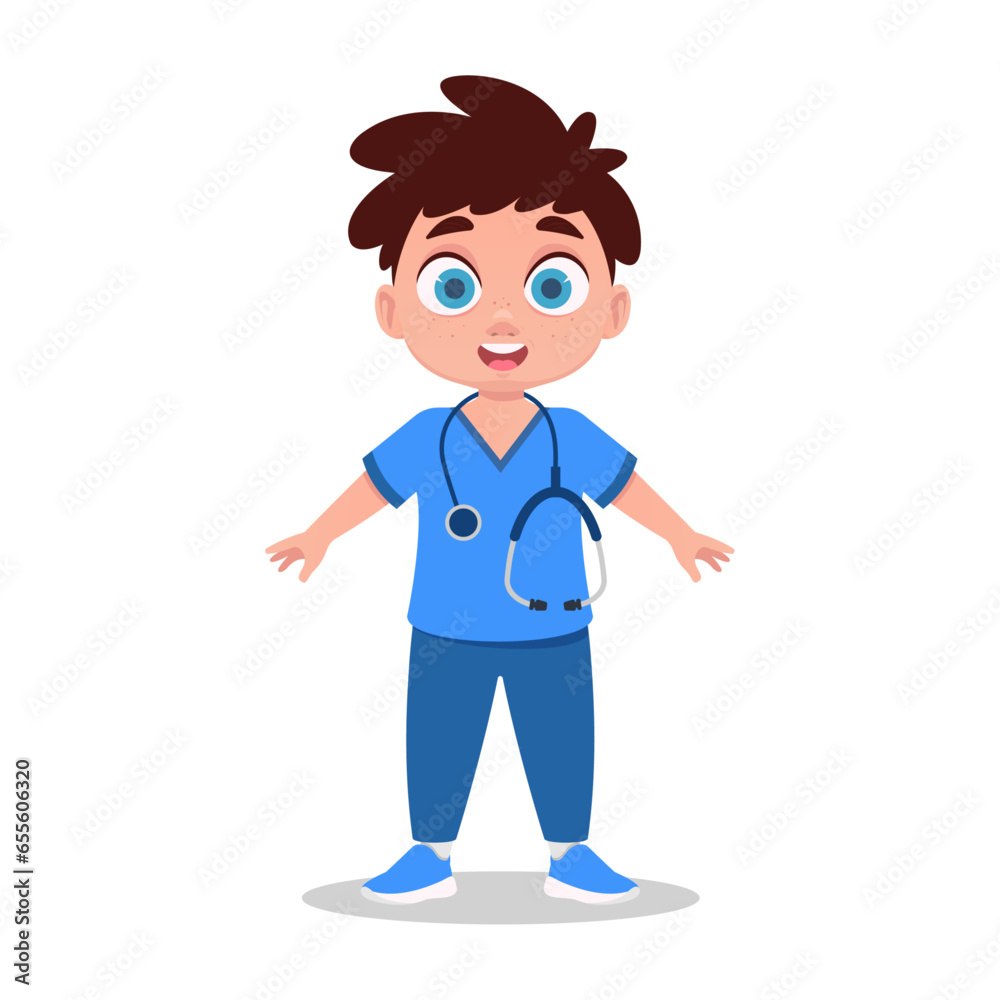 Cute doctor with stethoscope on white background Cute doctor with stethoscope on white background