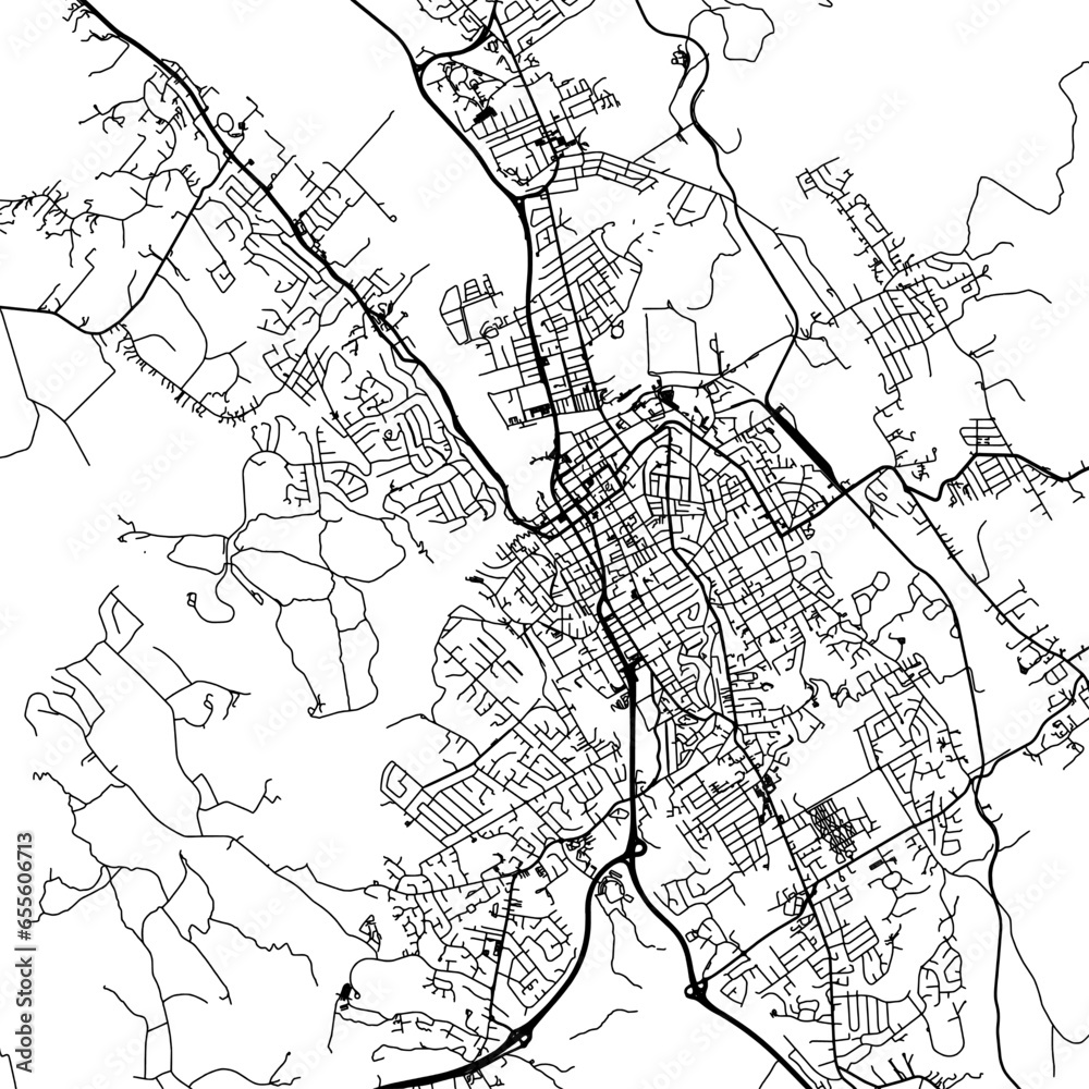 1:1 square aspect ratio vector road map of the city of  Launceston in  Australia with black roads on a white background.