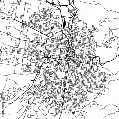 1:1 square aspect ratio vector road map of the city of  Toowoomba in  Australia with black roads on a white background.