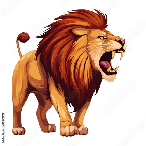 Lion side view in white background. vector illustration.