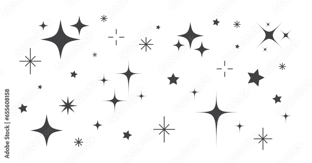 Twinkling stars isolated on white background. Set Sparkles Stars icon. Vector illustration Twinkling stars isolated on white background. Set Sparkles Stars icon. Vector illustration