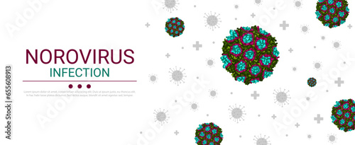 Banner with norovirus infection under magnification photo
