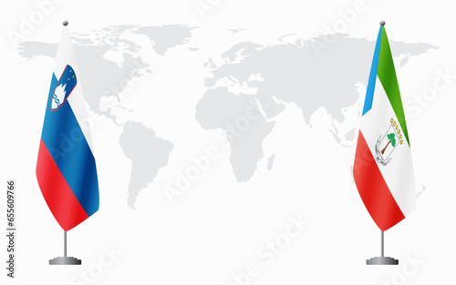 Slovenia and Equatorial Guinea flags for official meeting