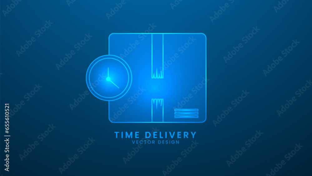 Time delivery and tracking packages service. Vector illustration with light effect and neon Time delivery and tracking packages service. Vector illustration with light effect and neon