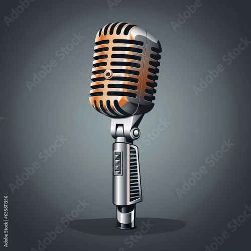 Old vintage microphone vector illustration