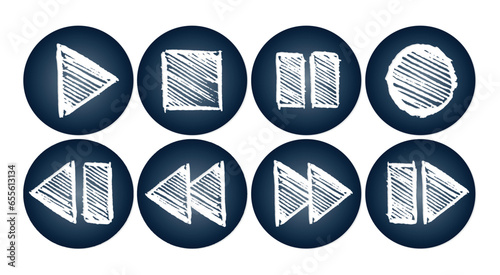 A set of control buttons drawn in ink.