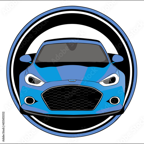 blue car on circle