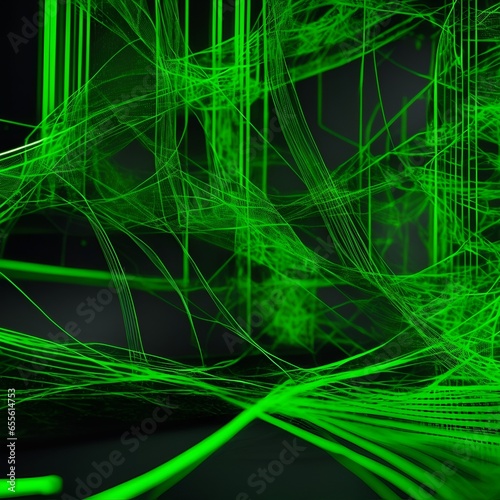 An abstract background with network node connect green colors