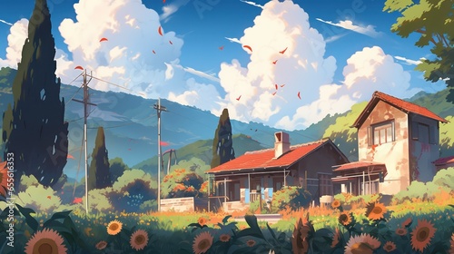 Beautiful sunflower garden 