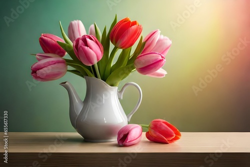 pink tulips in a vase