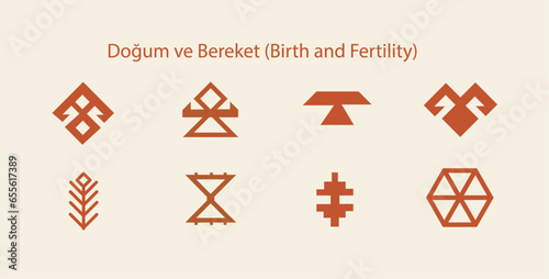 Set of Anatolian Turkish Motifs, birth and fertility symbols.