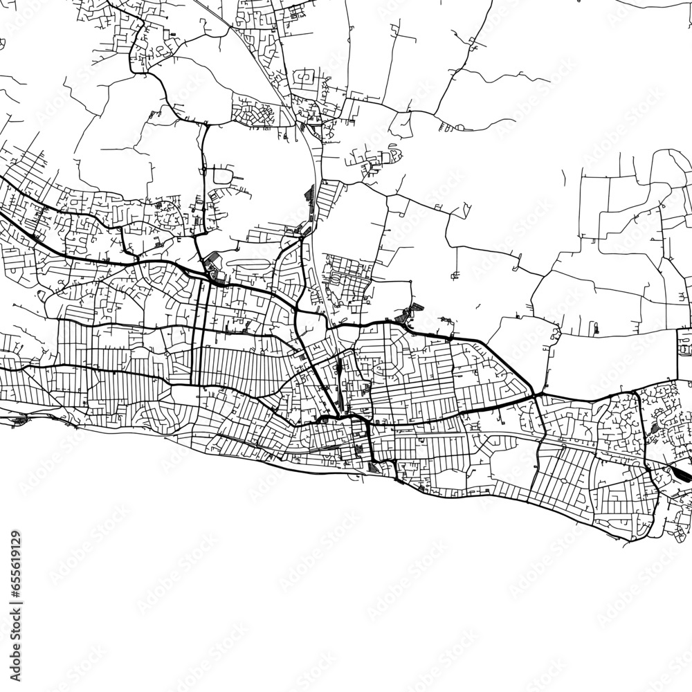 1:1 square aspect ratio vector road map of the city of Southend-on-Sea ...