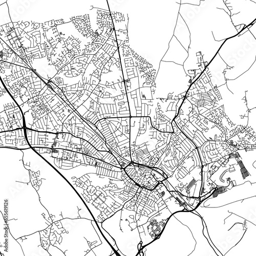 1:1 square aspect ratio vector road map of the city of  Luton in the United Kingdom with black roads on a white background.