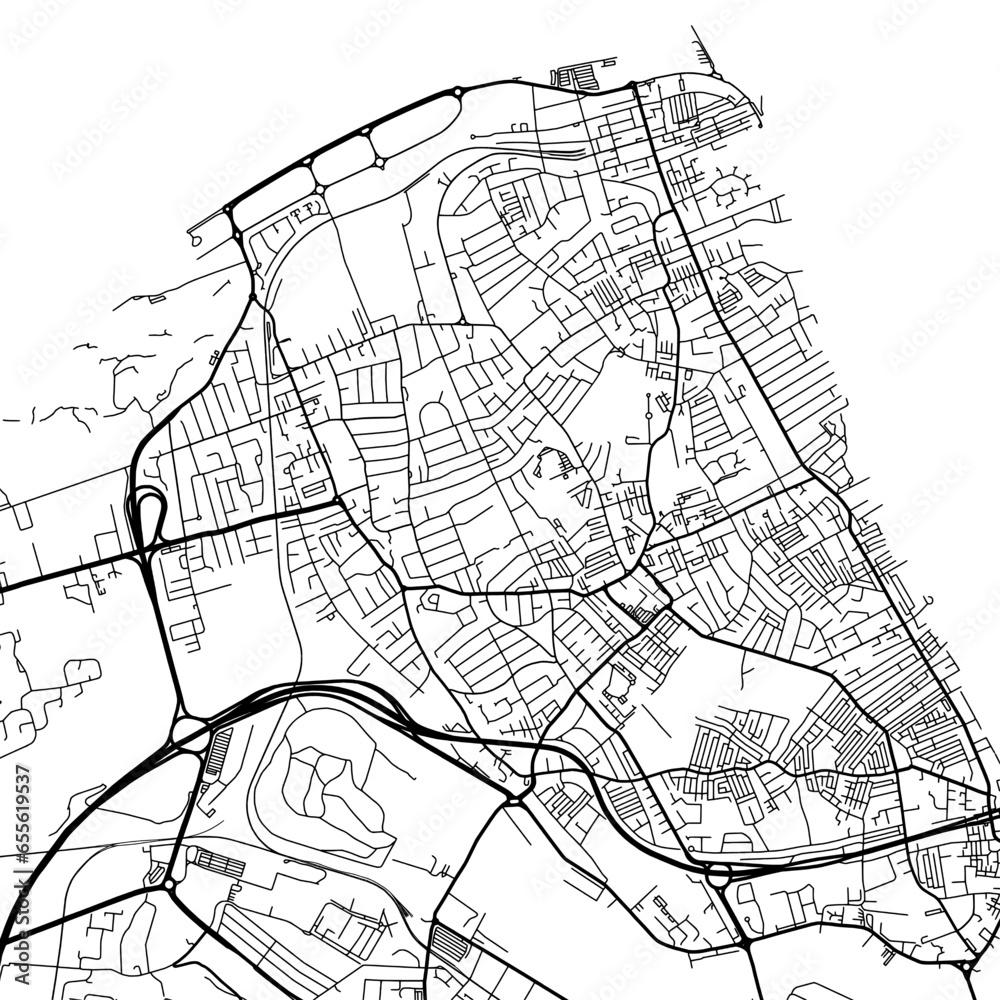 1:1 square aspect ratio vector road map of the city of  Wallasey in the United Kingdom with black roads on a white background.