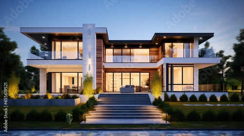Premium Modern house exterior for real estate business © Black