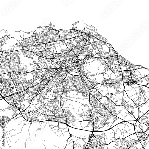 1:1 square aspect ratio vector road map of the city of  Edinburgh in the United Kingdom with black roads on a white background.