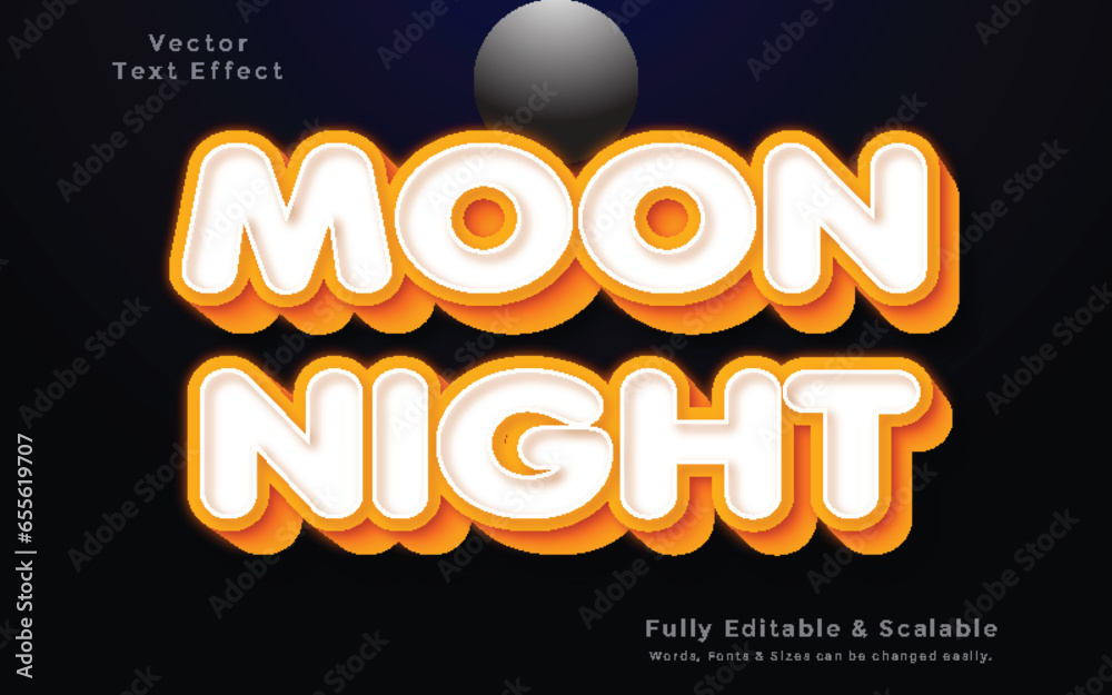 3d text effect templet Moon Night