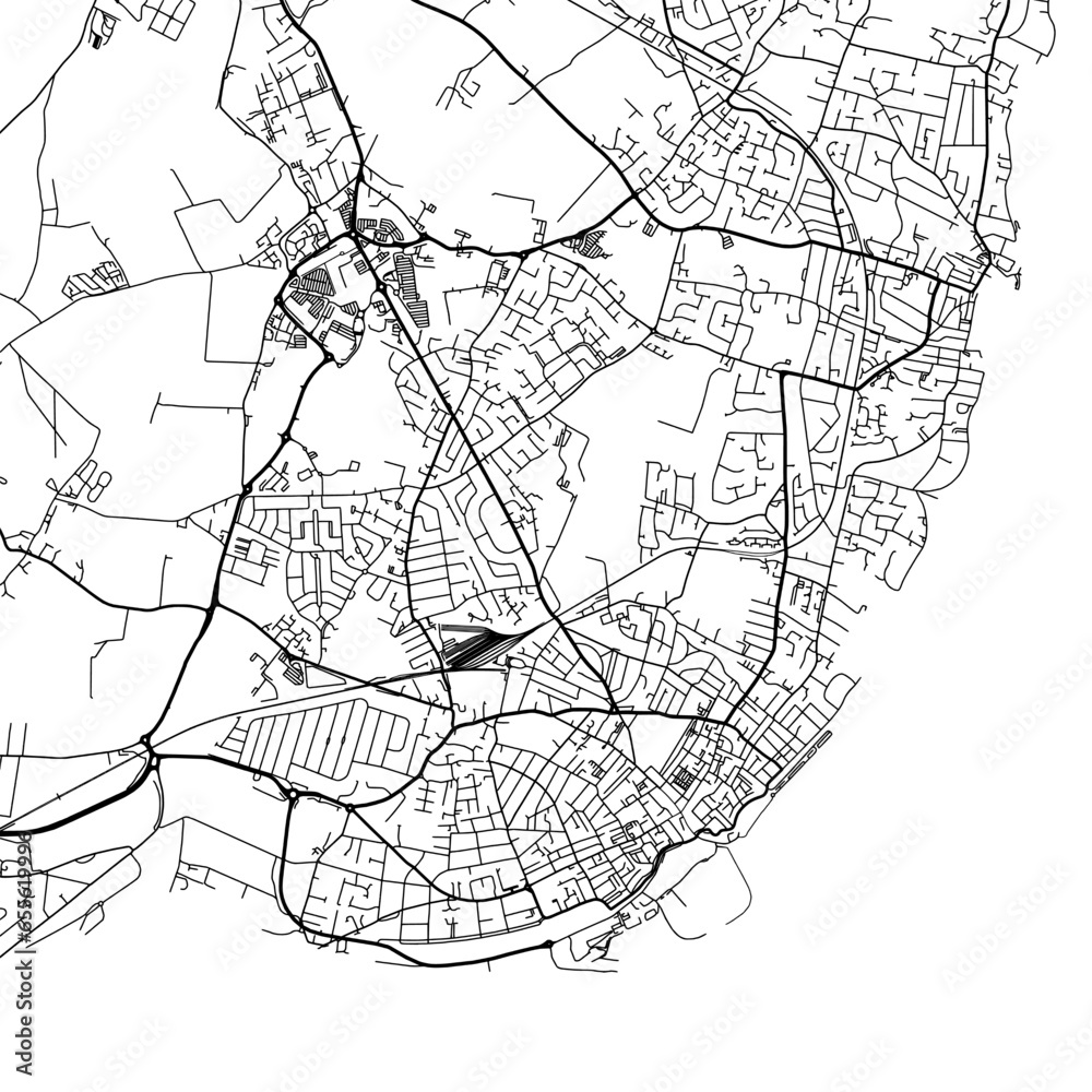 1:1 square aspect ratio vector road map of the city of  Ramsgate in the United Kingdom with black roads on a white background.