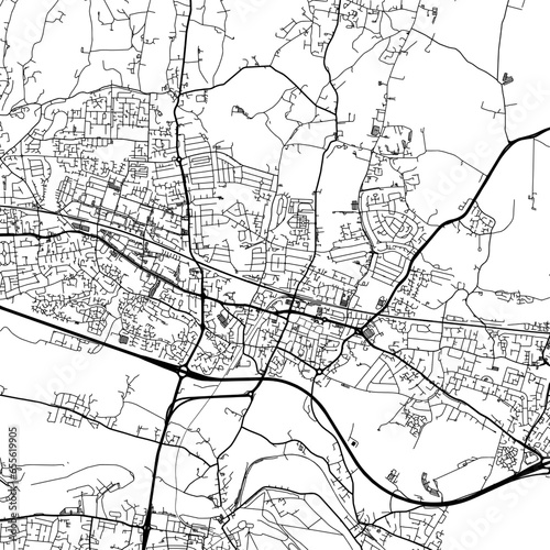 1 1 square aspect ratio vector road map of the city of  Slough in the United Kingdom with black roads on a white background.
