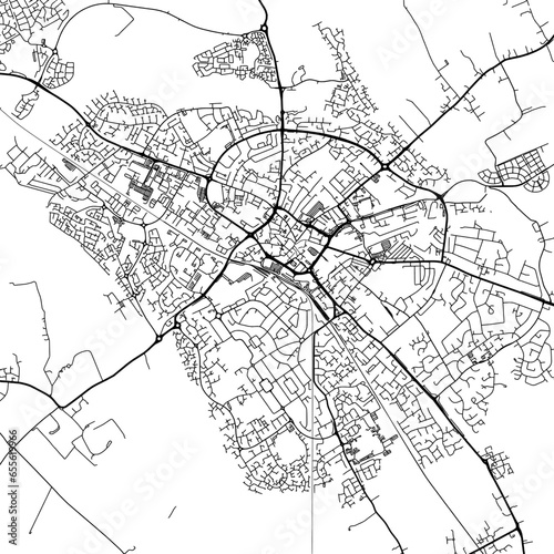 1:1 square aspect ratio vector road map of the city of  Aylesbury in the United Kingdom with black roads on a white background. photo