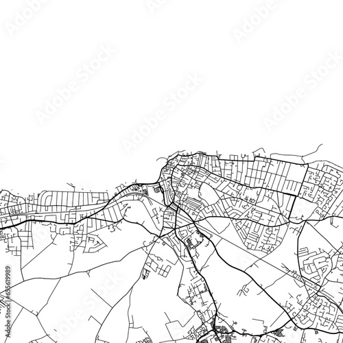 1:1 square aspect ratio vector road map of the city of  Margate in the United Kingdom with black roads on a white background. photo