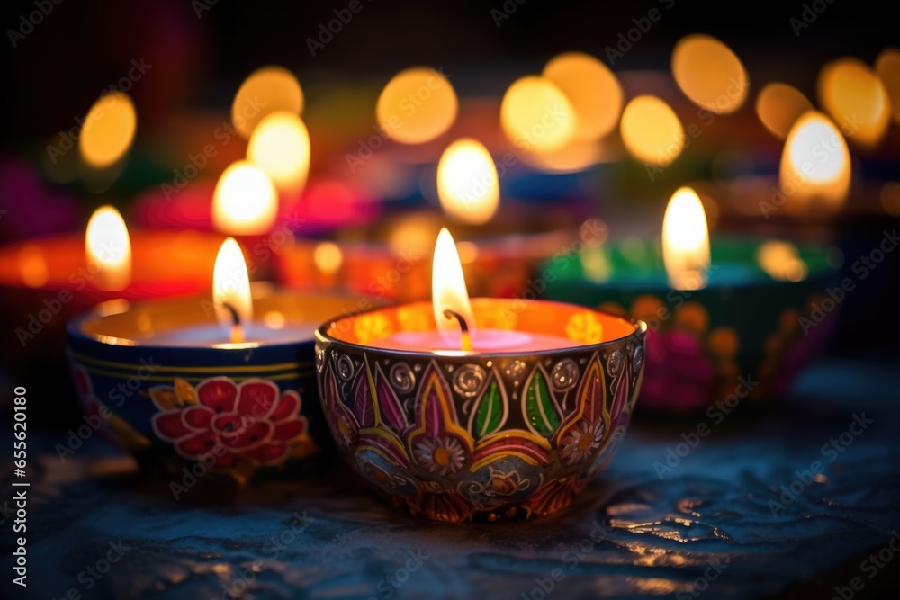 close up of lit candles in a kinara close up of lit candles in a kinara