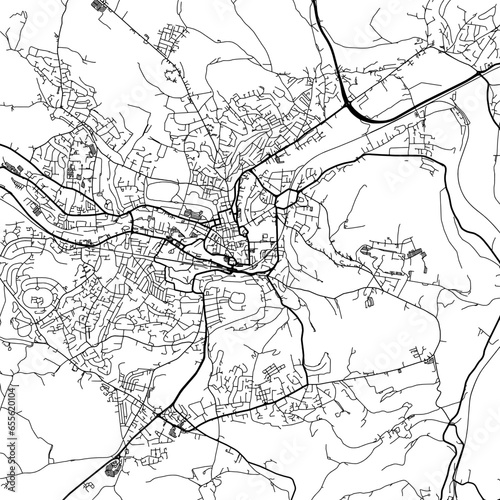 1:1 square aspect ratio vector road map of the city of Bath in the United Kingdom with black roads on a white background.