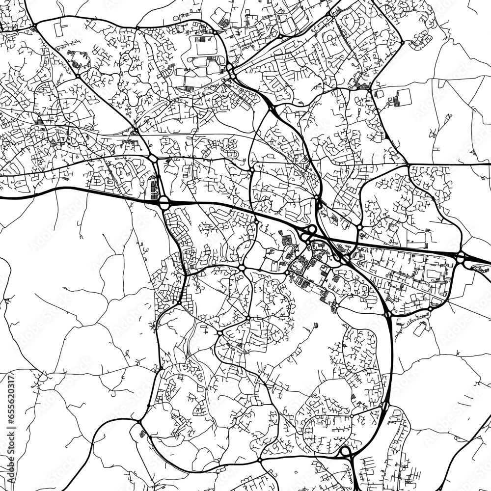1:1 square aspect ratio vector road map of the city of Telford in the ...