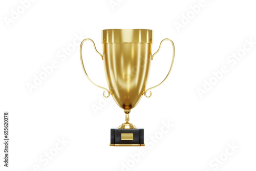 Gold award, winner cup isolated on white background. Concept winner, award, competition, show, contest, light golden luxury style. 3D illustration, 3D render.