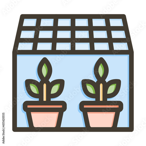 Greenhouse Vector Thick Line Filled Colors Icon Design